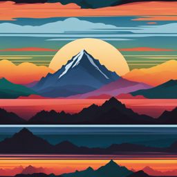 mountain clipart: majestic mountain standing tall against a colorful sunset. 