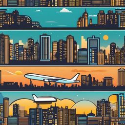 Airplane Window and Cityscape Emoji Sticker - Aerial urban views, , sticker vector art, minimalist design