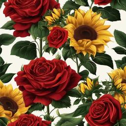 Sunflower Background Wallpaper - sunflowers and red roses background  