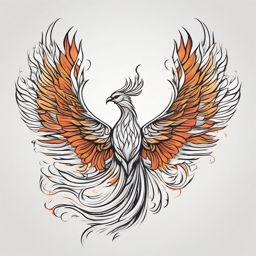 Phoenix Rising - Symbolize rebirth and rising from the ashes as a metaphor for overcoming depression.  outline color tattoo,minimal,white background