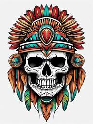 Aztec Skull Tattoo Design  minimal,color tattoo,white background