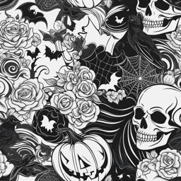 halloween tattoos black and white design 