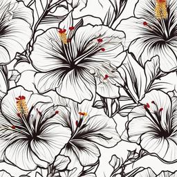 Hibiscus Tattoo Tribal - Infuse tribal elements into your hibiscus tattoo, creating a unique and culturally inspired design that celebrates tradition and beauty.  simple color tattoo, minimal, white background