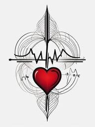 Faith Hope Love EKG Tattoo - Celebrate core values with a tattoo that intertwines the symbols of faith, hope, love, and an EKG line.  simple vector color tattoo,minimal,white background