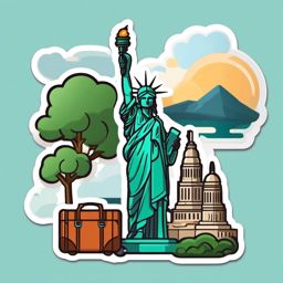 Traveler and Statue of Liberty Emoji Sticker - Exploring iconic landmarks, , sticker vector art, minimalist design