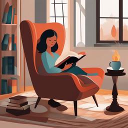 Book clipart - person reading in a cozy chair  