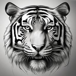 pencil sketch of tiger  minimal rough sketch scribbles,doodles,black and white