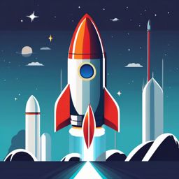 Rocket Clipart - A rocket poised for takeoff, an icon of exploration.  color clipart, minimalist, vector art, 