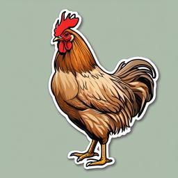 Orpington Chicken cartoon - large, fluffy chicken breed  cartoon sticker style