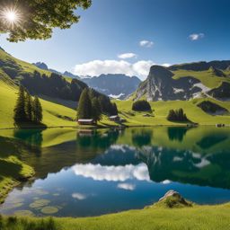 untouched appenzell lakes - sketch the untouched beauty of appenzell's lesser-known lakes, with clear waters and alpine surroundings. 