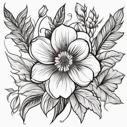 Flower Tattoo Drawings - Illustrative and detailed drawings of flower tattoo designs.  simple color tattoo,minimalist,white background