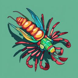 Mantis Shrimp Clip Art - A colorful mantis shrimp with powerful claws,  color vector clipart, minimal style