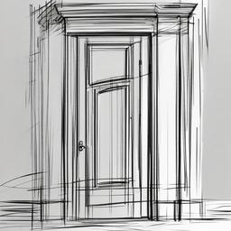 sketch of a door  minimal rough sketch scribbles,doodles,black and white