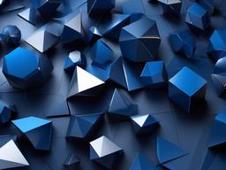 Blue 3D Wallpaper-Deep blue with geometric 3D shapes popping out, giving a modern, futuristic feel  background wallpaper