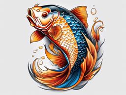Avatar Koi Fish Tattoo,a tattoo inspired by the legendary Avatar koi fish, signifying transformation and power. , color tattoo design, white clean background
