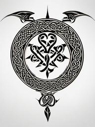 Celtic Knot Dragon Tattoo - Combination of Celtic knotwork and dragon imagery in a tattoo.  simple color tattoo,minimalist,white background