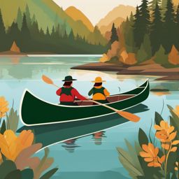 Family Canoe Trip clipart - A family embarking on a canoe trip together., ,vector color clipart,minimal