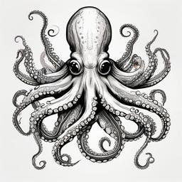 Octopus with tentacles  ,tattoo design, white background