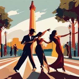 Buenos Aires clipart - Obelisco and Tango dancers in Argentina, ,color clipart vector style