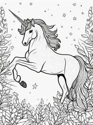 Glitter Unicorn Coloring Pages - Sparkly Unicorn Full of Magic  minimal black outline printable sheet, coloring page