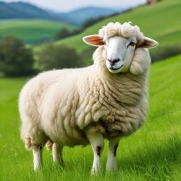 Sheep Clipart, Fluffy sheep grazing in green pastures. 