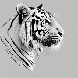 sketch of a tiger  minimal rough sketch scribbles,doodles,black and white