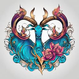 aquarius and taurus tattoo  simple vector color tattoo