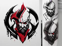 Kratos Tattoo Ideas - Ideas for tattoos inspired by Kratos from 'God of War.'  simple color tattoo design,white background