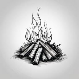 drawing of a bonfire  minimal rough sketch scribbles,doodles,black and white