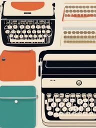 Vintage Typewriter Keys Clipart - Close-up of vintage typewriter keys.  color clipart, minimalist, vector art, 