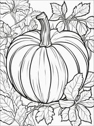 Vegetable Coloring Pages - Pumpkin with detailed stem  simple coloring pages