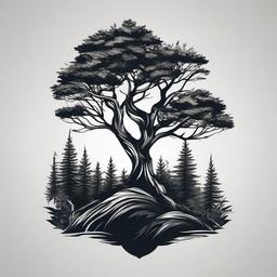 forest tree tattoo  simple vector color tattoo
