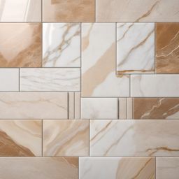 Marble and travertine mix tile layout top view, product photoshoot realistic background, hyper detail, high resolution