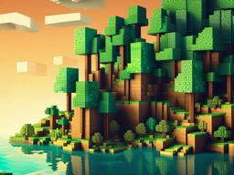 Minecraft Background - Blocky Adventure in a Pixelated World  wallpaper style, intricate details, patterns, splash art, light colors