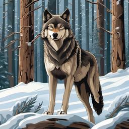 Wolf cartoon - wild, pack-hunting canine  