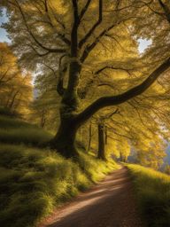 secrets of ticino's chestnut forests - paint the secrets of ticino's chestnut forests, where ancient trees provide shade amidst a serene natural setting. 