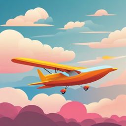 Glider Clipart - A glider soaring silently in the sky.  transport, color vector clipart, minimal style