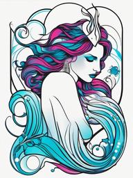 aquarius line tattoo  simple vector color tattoo