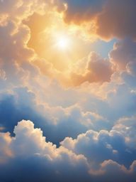 Cloud Background - Heavenly Cloudscape with Sun Rays  intricate patterns, splash art, wallpaper art