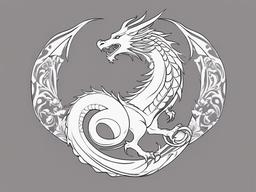 Feminine Dragon Tattoo Designs - Elegant and feminine designs for dragon tattoos.  simple color tattoo,minimalist,white background