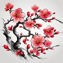 chinese plum blossom tattoo  simple vector color tattoo