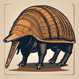 Armadillo Clip Art - A sturdy armadillo in its armor,  color vector clipart, minimal style