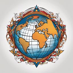 Chaos Coordinator Globe - Playfully embrace the role of a chaos coordinator with a globe-themed ADHD tattoo.  color tattoo designs,minimalist,vector,white background