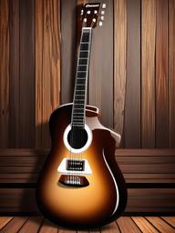 Guitar clipart - guitar on a wooden stage  