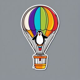 Penguin in Hot Air Balloon Sticker - A penguin soaring in a colorful hot air balloon. ,vector color sticker art,minimal