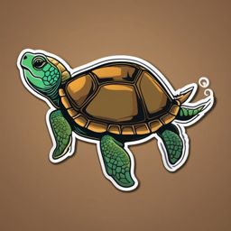 Turtle Sticker - Cute turtle with a slow pace, ,vector color sticker art,minimal