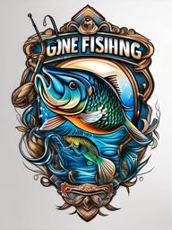 Gone Fishing Tattoo,a tattoo celebrating the love for fishing, capturing the excitement and passion of the sport. , color tattoo design, white clean background