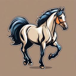 Horse cartoon - strong, graceful animal often used for riding  cartoon sticker style