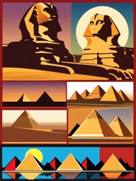 Cairo clipart - Pyramids of Giza and Sphinx in Egypt,  color vector clipart