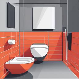 Toilet clipart - stylish toilet in a contemporary bathroom  color,minimalist,vector clipart